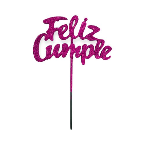 Pinche Feliz Cumple Fucsia Gibreado Plástico 22cm