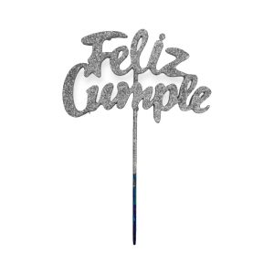 Pinche Feliz Cumple Plateado Gibreado Plástico 22cm
