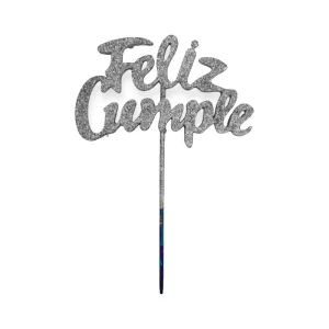 Pinche Feliz Cumple Plateado Gibreado Plástico 22cm