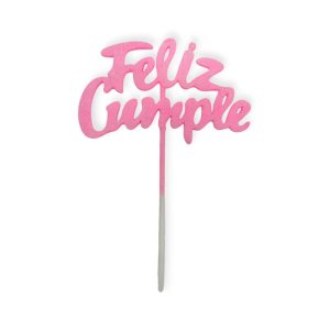 Pinche Feliz Cumple Rosa Gibreado Plástico 22cm