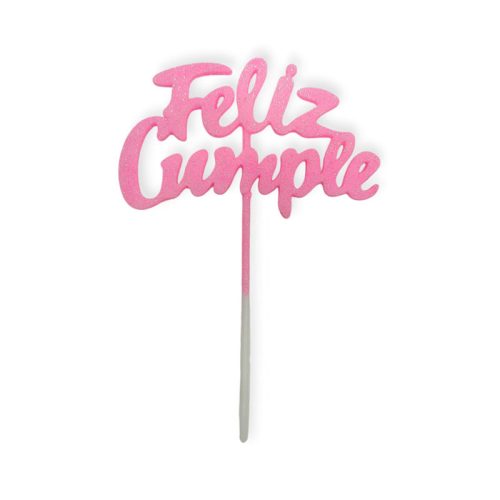 Pinche Feliz Cumple Rosa Gibreado Plástico 22cm