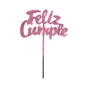 Pinche Feliz Cumple Rosa Gold Gibreado Plástico 22cm