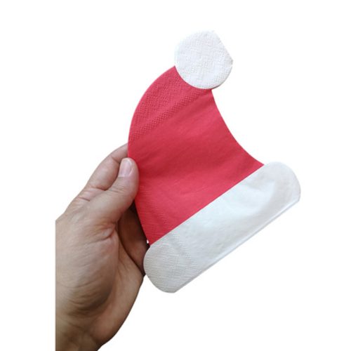 Servilleta de Papel Forma Gorro Papa Noel Navidad x12 Unidades