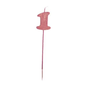 Vela Pinche Gibreada Nº1 Color Rosa Gold