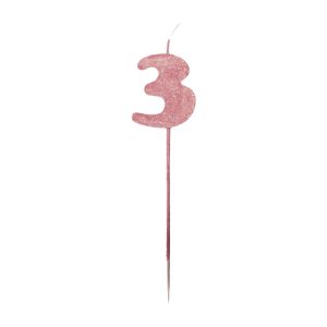 Vela Pinche Gibreada Nº3 Color Rosa Gold