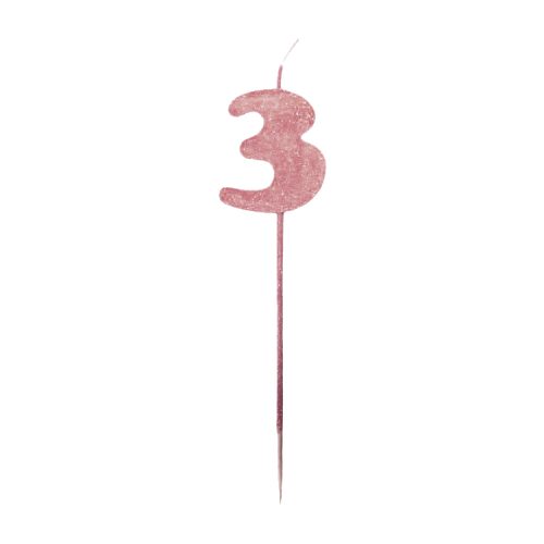 Vela Pinche Gibreada Nº3 Color Rosa Gold