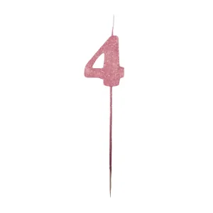 Vela Pinche Gibreada Nº4 Color Rosa Gold