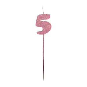 Vela Pinche Gibreada Nº5 Color Rosa Gold