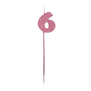 Vela Pinche Gibreada Nº6 Color Rosa Gold