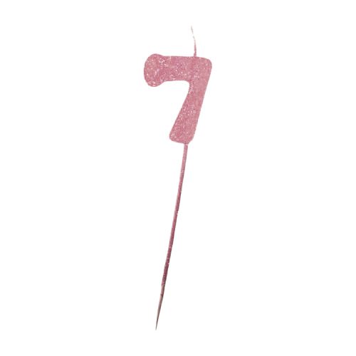 Vela Pinche Gibreada Nº7 Color Rosa Gold