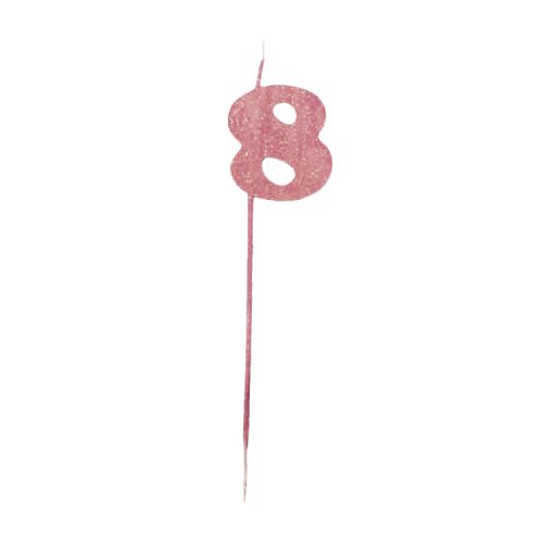 Vela Pinche Gibreada Nº8 Color Rosa Gold