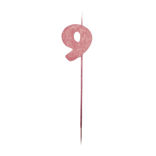 Vela Pinche Gibreada Nº9 Color Rosa Gold
