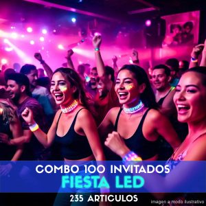 Combo Cotillón para 100 Invitados - 235 Artículos Luminosos FIESTA LED
