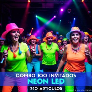 Combo Cotillón para 100 Invitados - 240 Artículos Luminosos NEON LED (Cantidades Variables)