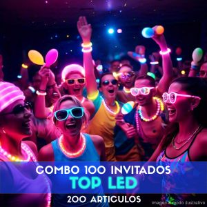Combo Cotillón para 100 Invitados - 200 Artículos Top LED (Cantidades Variables)