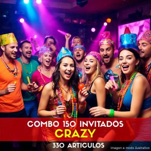 Combo Cotillón para 150 Invitados - 330 Artículos Luminosos CRAZY (Cantidades Variables)