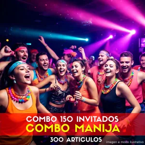 Combo Cotillón para 150 Invitados - 300 Artículos Luminosos Combo Manija (Cantidades Variables)