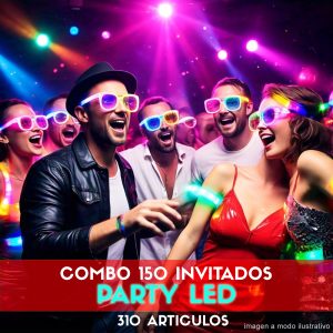 Combo Cotillón para 150 Invitados - 310 Artículos Luminosos PARTY LED (Cantidades Variables)