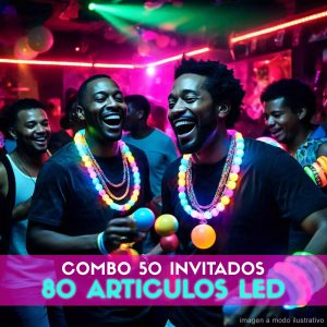 Combo Cotillón para 50 Invitados - 80 ARTICULOS (LED) (Cantidades Variables)