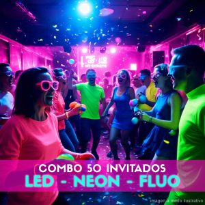 Combo Cotillón para 50 Invitados - Combo Led - Neon - Fluo (Cantidades Variables)