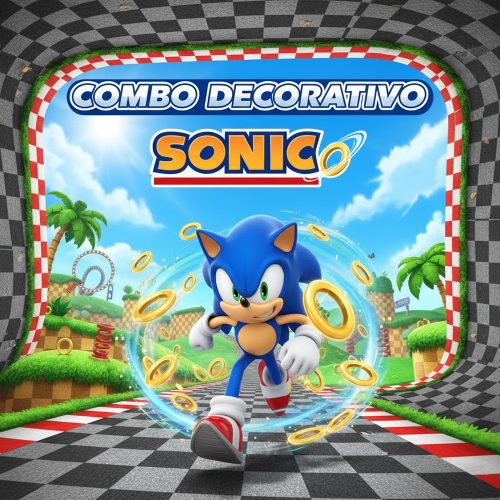 Combo Decorativo Temático Para Cumpleaños Infantil - SONIC - 15 Invitados
