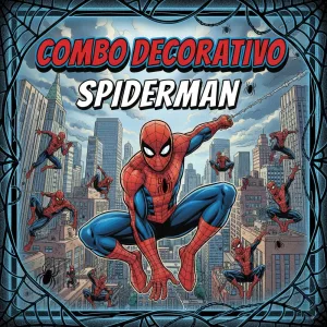 Combo Decorativo Temático Para Cumpleaños Infantil – SPIDERMAN – 15 Invitados