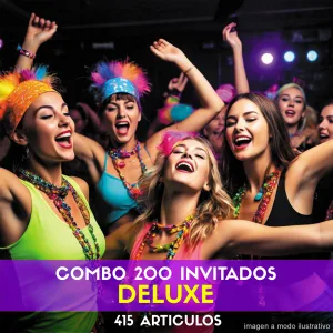 Combo Cotillón para 200 Invitados - 415 Artículos Luminosos DELUXE (Cantidades Variables)