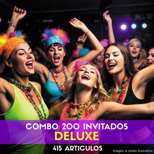 Combo Cotillón para 200 Invitados - 415 Artículos Luminosos DELUXE (Cantidades Variables)