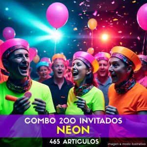 Combo Cotillón para 200 Invitados - 465 Artículos Luminosos NEON (Cantidades Variables)