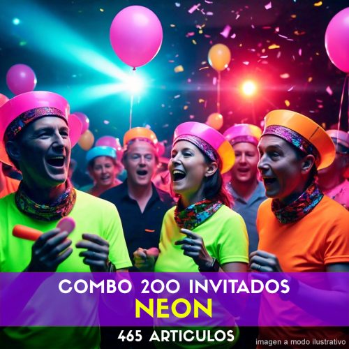 Combo Cotillón para 200 Invitados - 465 Artículos Luminosos NEON (Cantidades Variables)