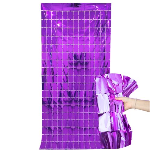Cortina Lluvia SHIMMER Metal Paneles Cuadrados Violeta 2x1M