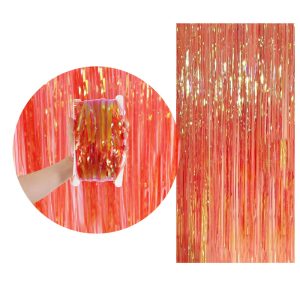 Cortina Lluvia Tornasolada Iridiscente 2,20 X 1mts Rojo