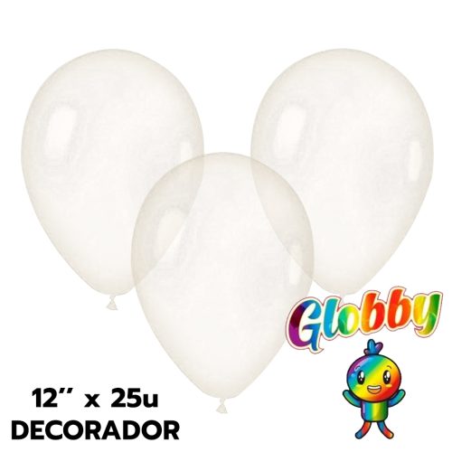 Globo Globby Liso Decorador 12 Pulgadas Transparente x25u
