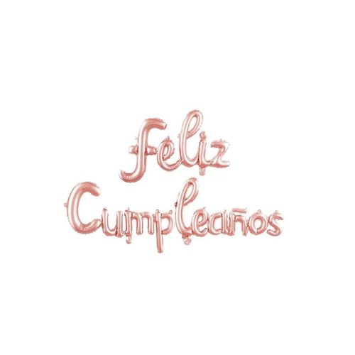 Globo Inflable FELIZ CUMPLEAÑOS CURSIVA Color Rosa Gold Para Aire
