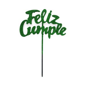 Pinche Feliz Cumple Verde Oscuro Gibreado Plástico 22cm