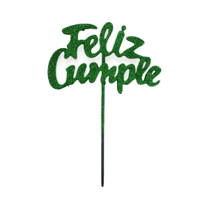 Pinche Feliz Cumple Verde Oscuro Gibreado Plástico 22cm