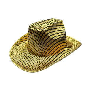 Sombrero Vaquero Estampado Cuadrados Dorados
