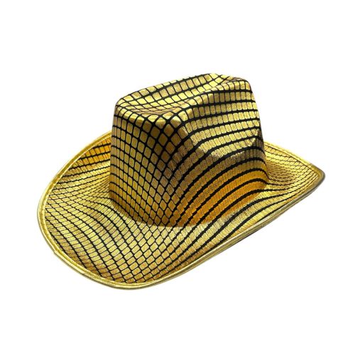 Sombrero Vaquero Estampado Cuadrados Dorados