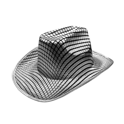 Sombrero Vaquero Estampado Cuadrados Plateado