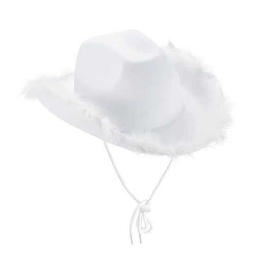 Sombrero Vaquera Blanco con Plumas