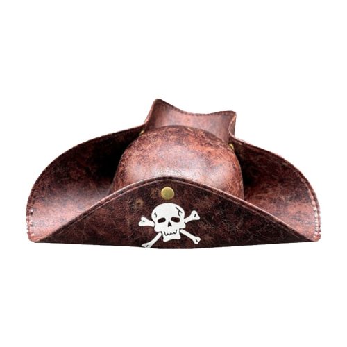 Sombrero Pirata Simil Cuero Marron