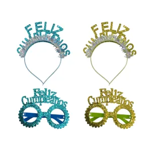 Set Vincha y Anteojos Feliz Cumpleaños Colores Surtidos