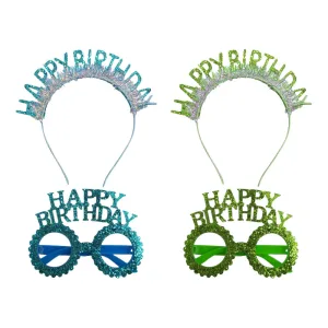 Set Vincha y Anteojos Happy Birthday Colores Surtidos