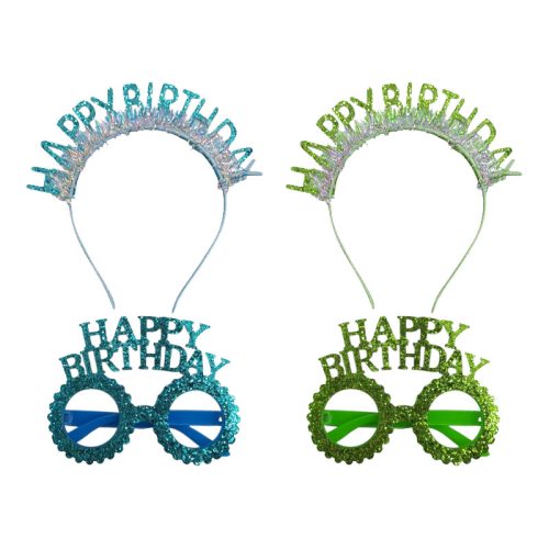 Set Vincha y Anteojos Happy Birthday Colores Surtidos