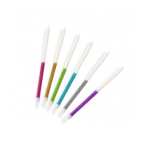 Vela Palito con Portavela Gibre 12cm x6u Multicolor y Blanco