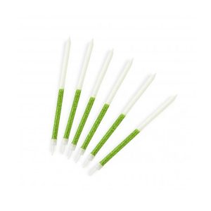 Vela Palito con Portavela Gibre 12cm x6u Verde y Blanco