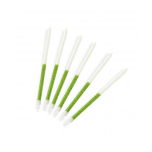 Vela Palito con Portavela Gibre 12cm x6u Verde y Blanco