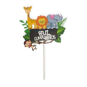 Cake Topper Animalitos de la Selva Feliz Cumpleaños 3D