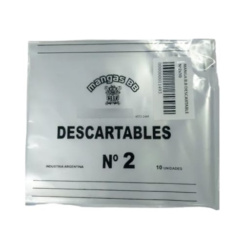 Manga Descartable BB Premium TRANSPARENTE Nº2 X10 Unidades