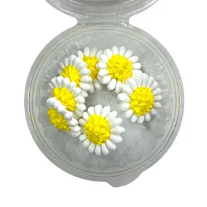 Pastillaje Azucar Flor Margaritas Blanca Centro Amarillo x8 Unidades